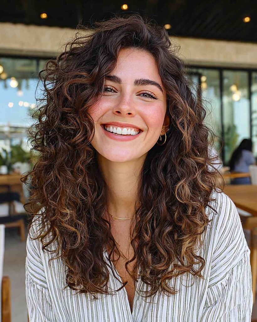 Defined Curls with Side Part graduation hairstyles