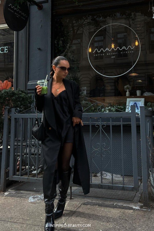 Satin slip dress paired with strappy heels for an elegant summer night party look