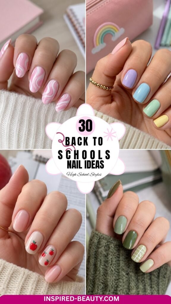 Beautiful back to school nail art for teachers and student