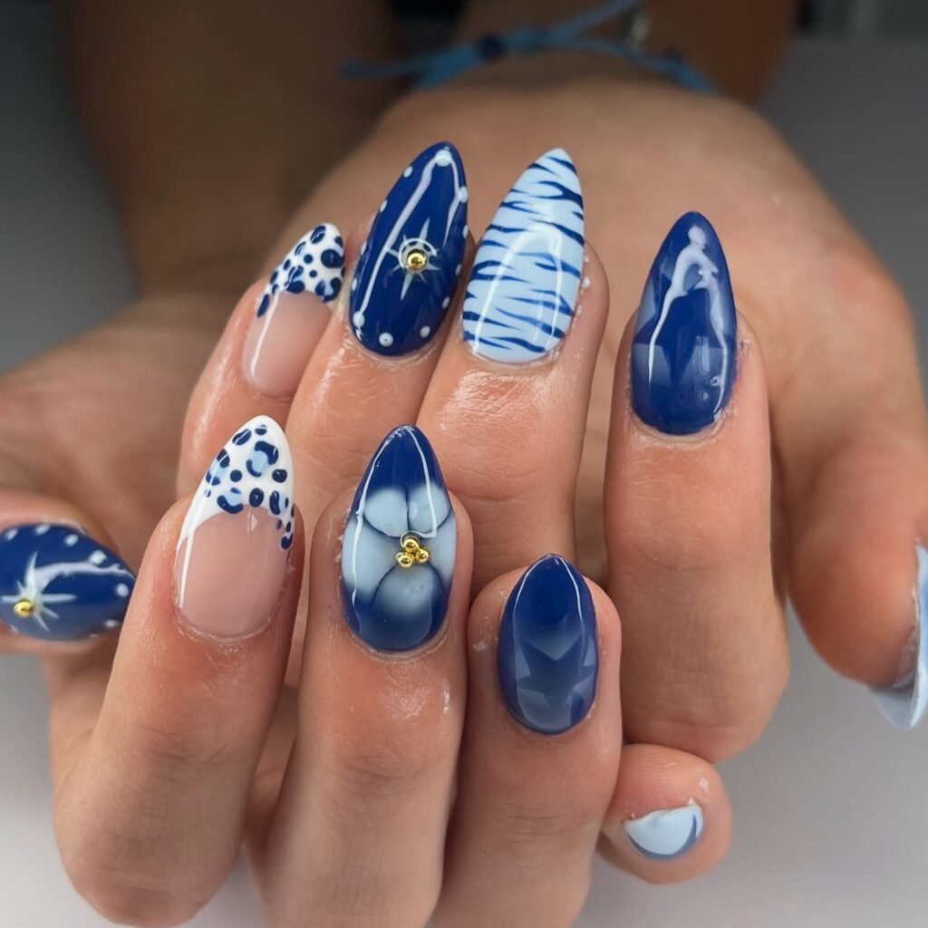 Cobalt Blue August Nails Design