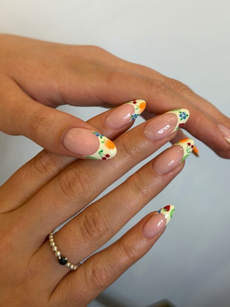 Colorful French Manicure August Nails Design