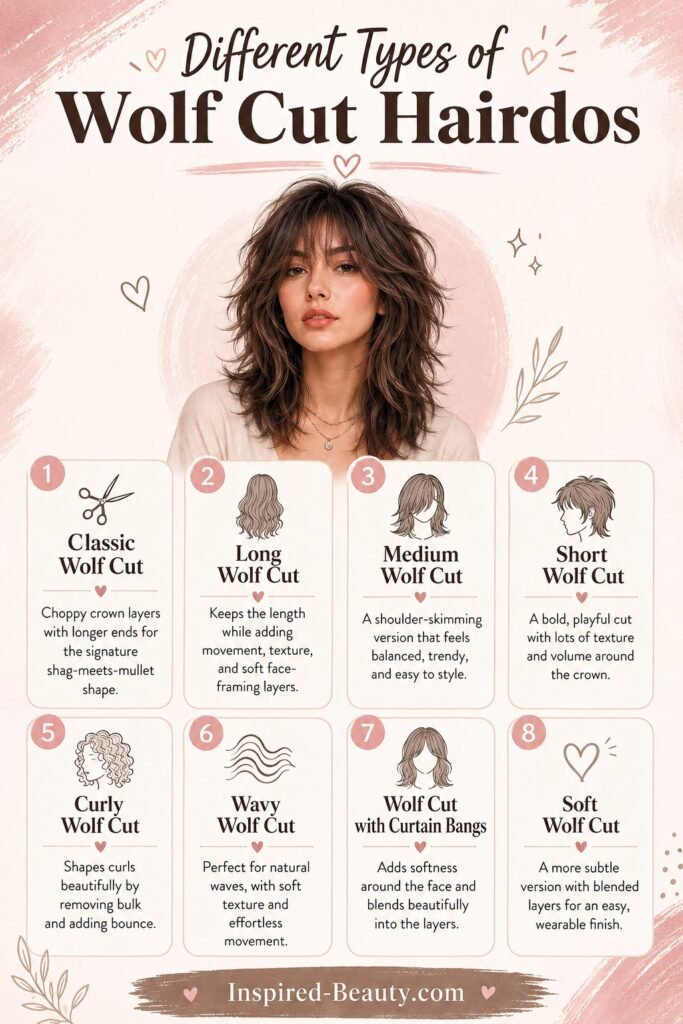 Different Types of Wolf Cut Hairdos