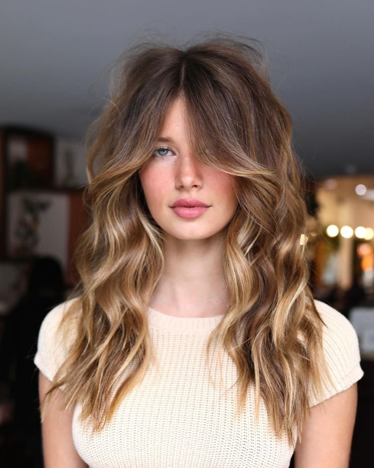 Long Wolf Cut with Curtain Bangs Wolf Cut Hairstyles Ideas