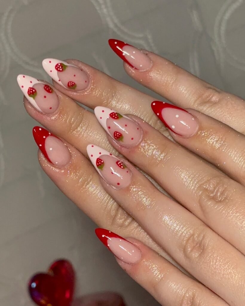 Strawberry French august nails design