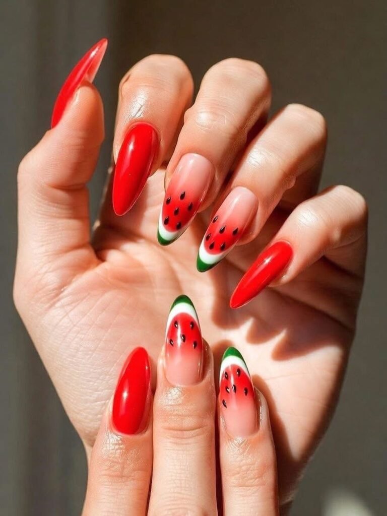Watermelon Vibes August Nails Design