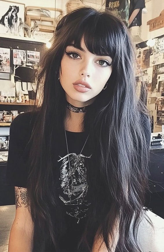 Wolf Cut with Full Bangs Hairstyles Ideas