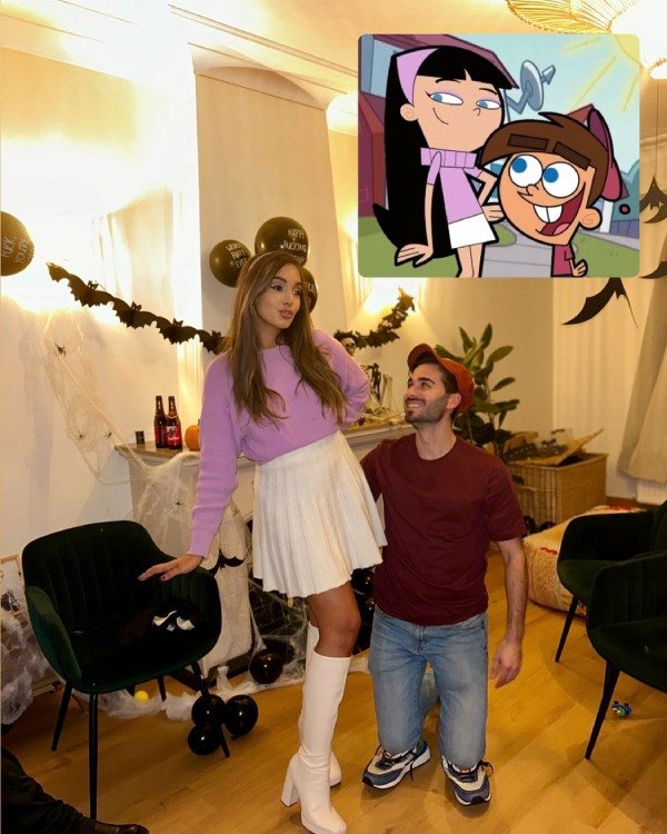 W oamn dress up as Trixie for halloween and a man as Timmy Turner