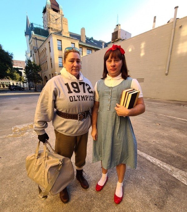 Funny ahlloween costume of Trunchbull and Matilda