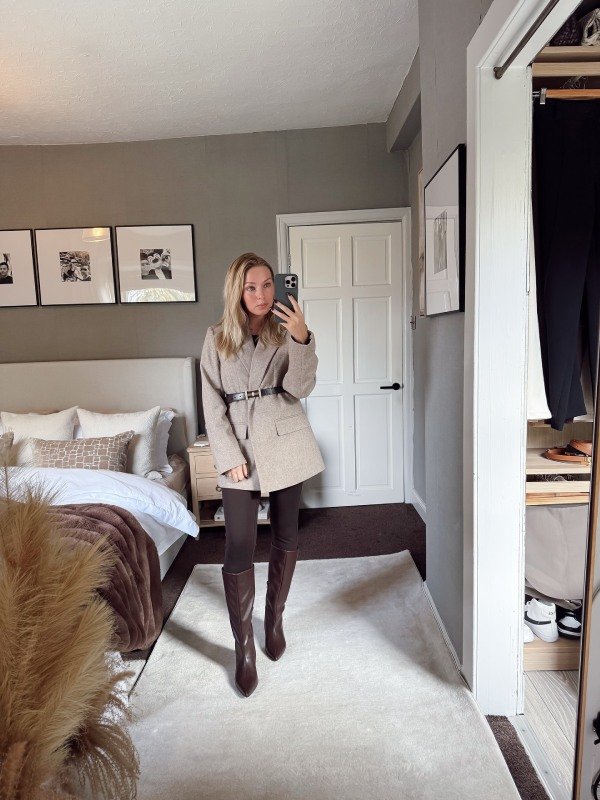 Stylish Brown Leggings + Knee-High Boots