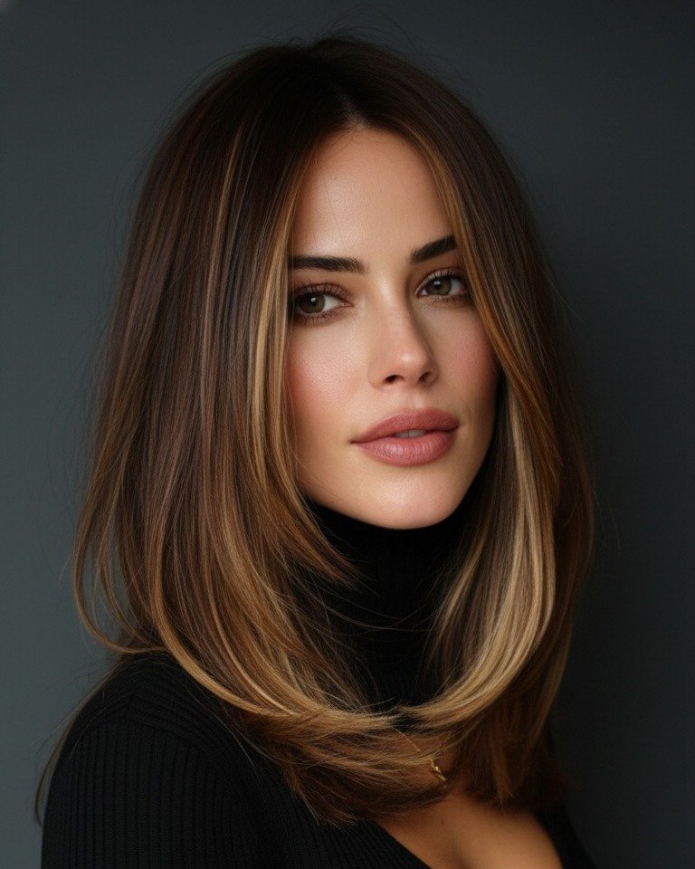 The Layered Lob with Side Part